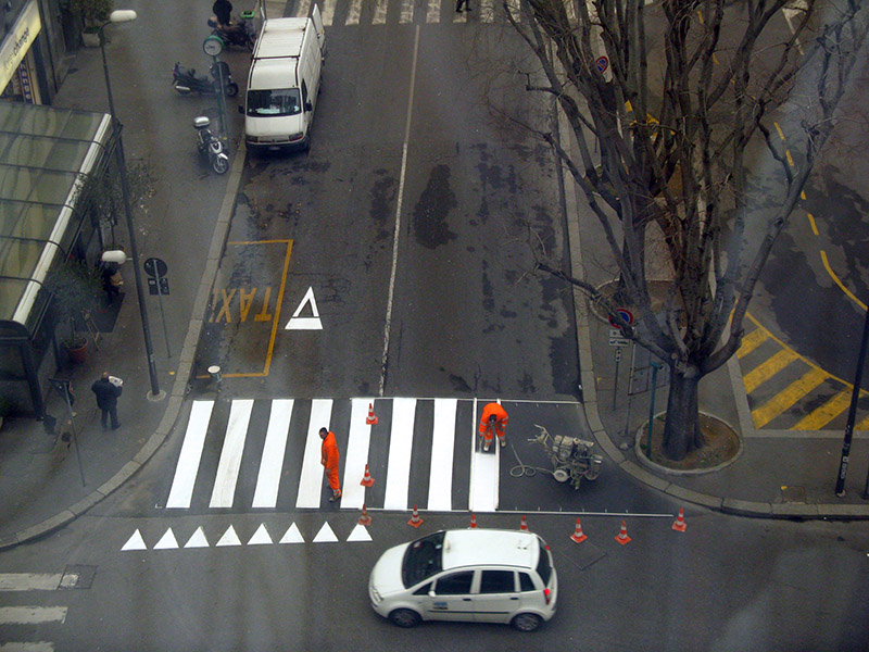 Striping street on via Lepetit .. A1680