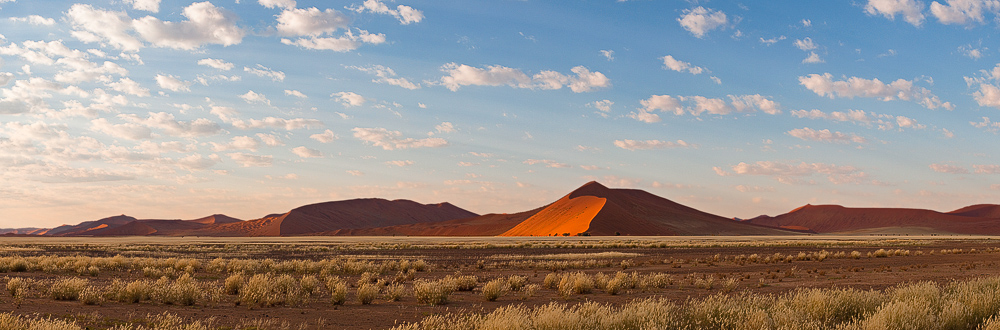 Sossusvlei Dunes at Sunrise Panorama