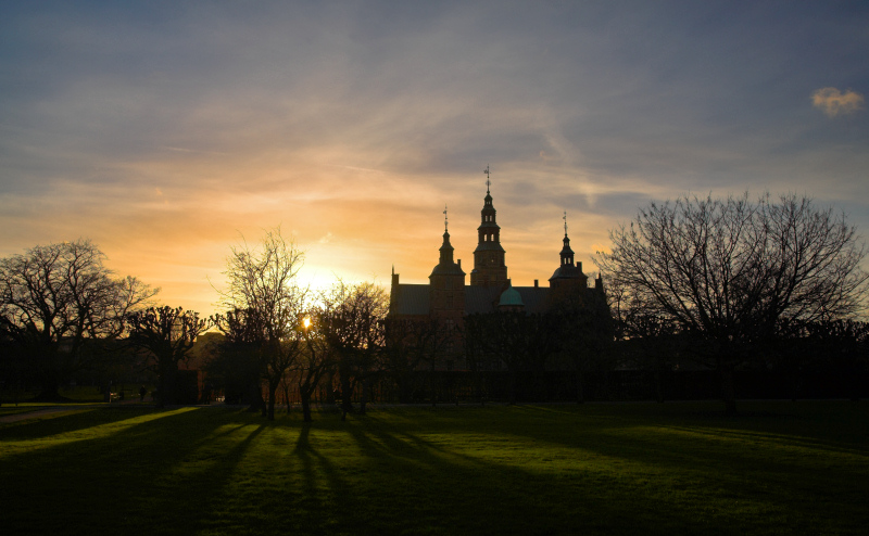 Sunset in Kings Carden and Rosenborg Castle