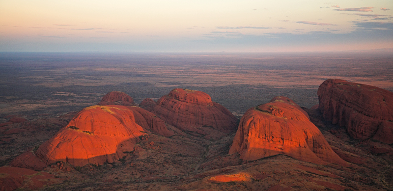 Kata Tjuta domes at sunset from above