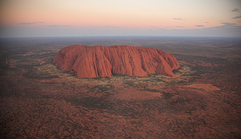 Uluru from above at dusk