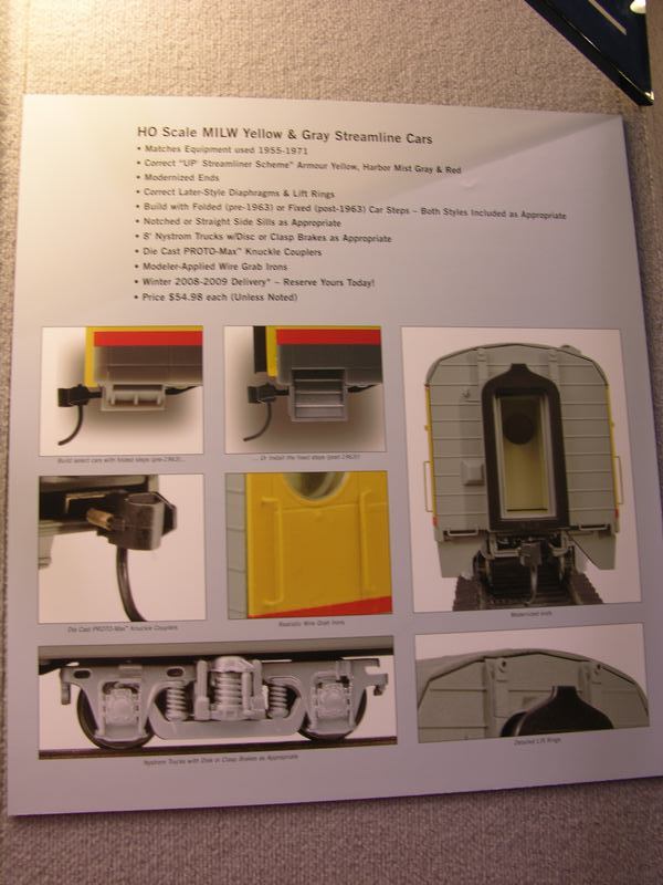 Walthers HO: Post -1955 Yellow & Gray Milwaukee Passenger Cars w/different details