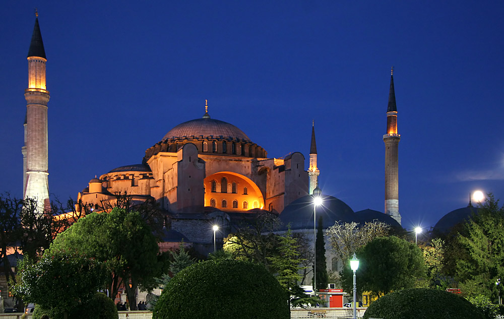 Hagia Sophia with moon