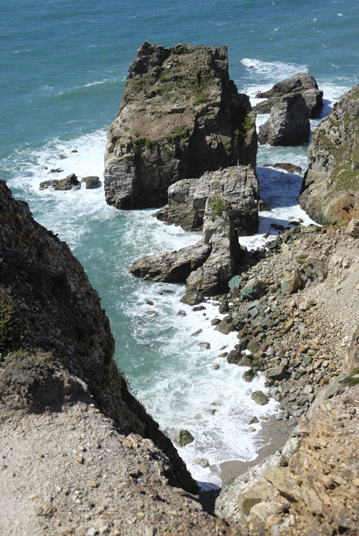 Hanover Cove north showing severe erosion resulting from quarrying as well as nature