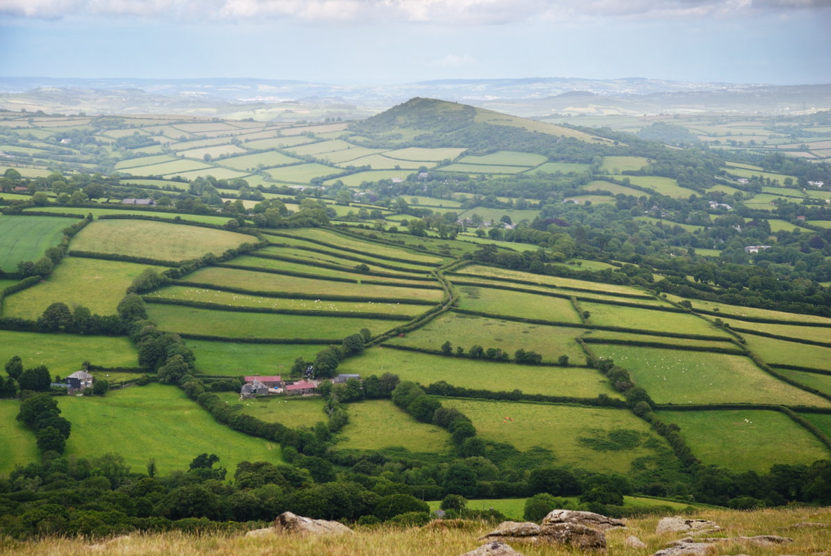 Brent Hill and field pattern from Ugborough Beacon