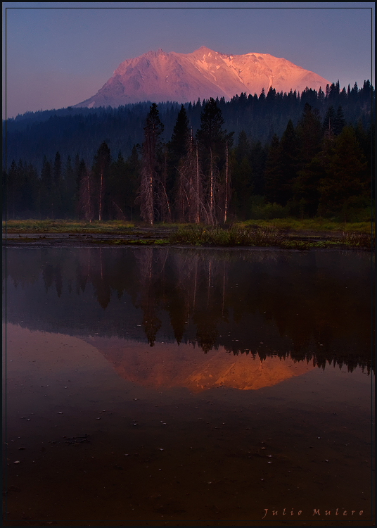 Reflection of Lassen Peak from Hat Lake