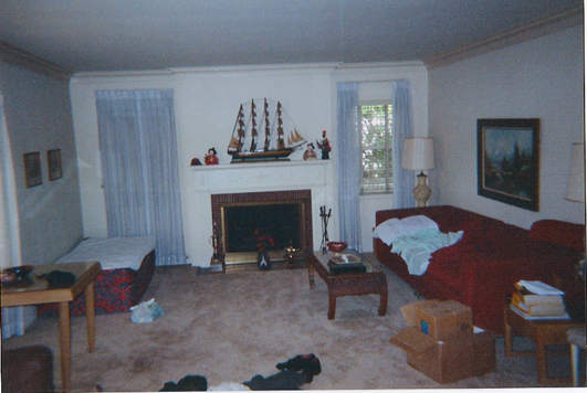 The living room is big, but very white - which was the style then.
