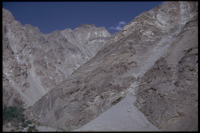 Top of path to mine. Note the huge amount of spoil. Marco Polo noted the lapis mine in Badakshan.