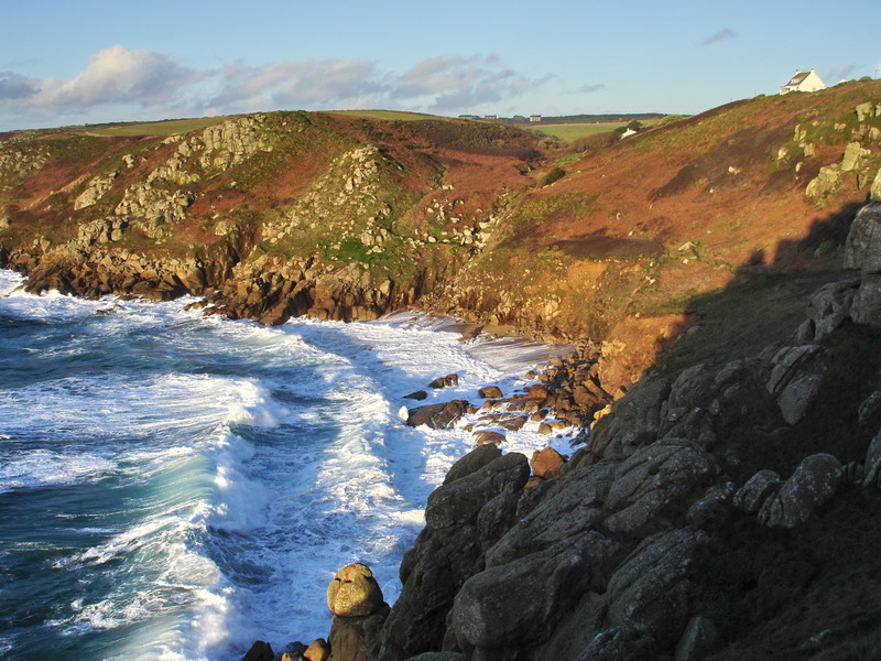 Views of Porth Chapel beach and Vessacks