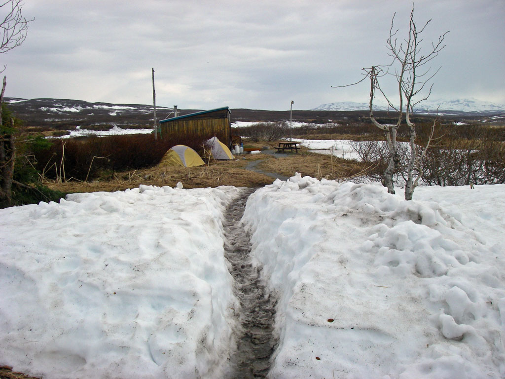 path thru snow at camp