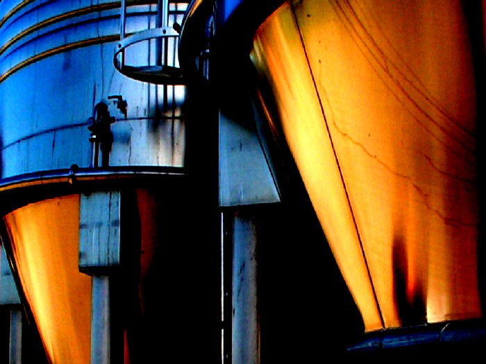 Evening Sun Reflection on Wine Vats