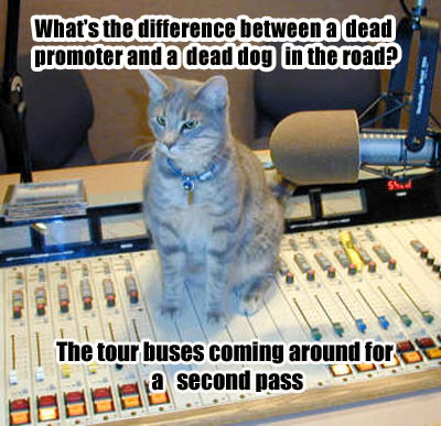 deadpromoter.jpg dead dog in road joke with promoter