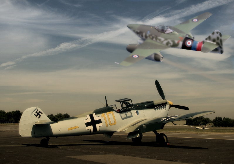 Messershmidts 109 and 262 at Biggin Hill Photoshop.jpg