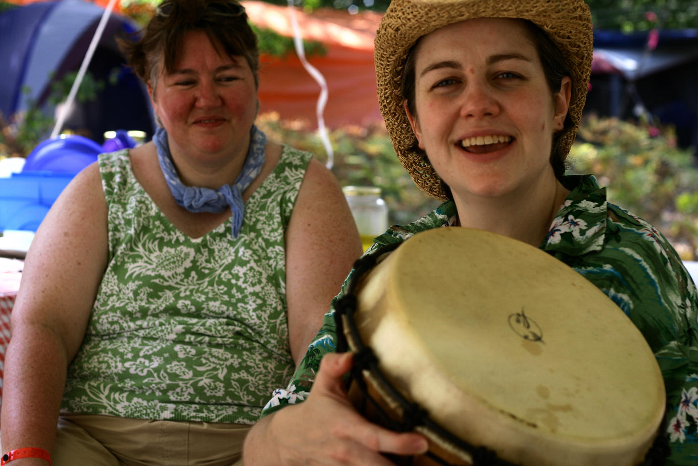 handing down my beloved drum to Kim & Allie