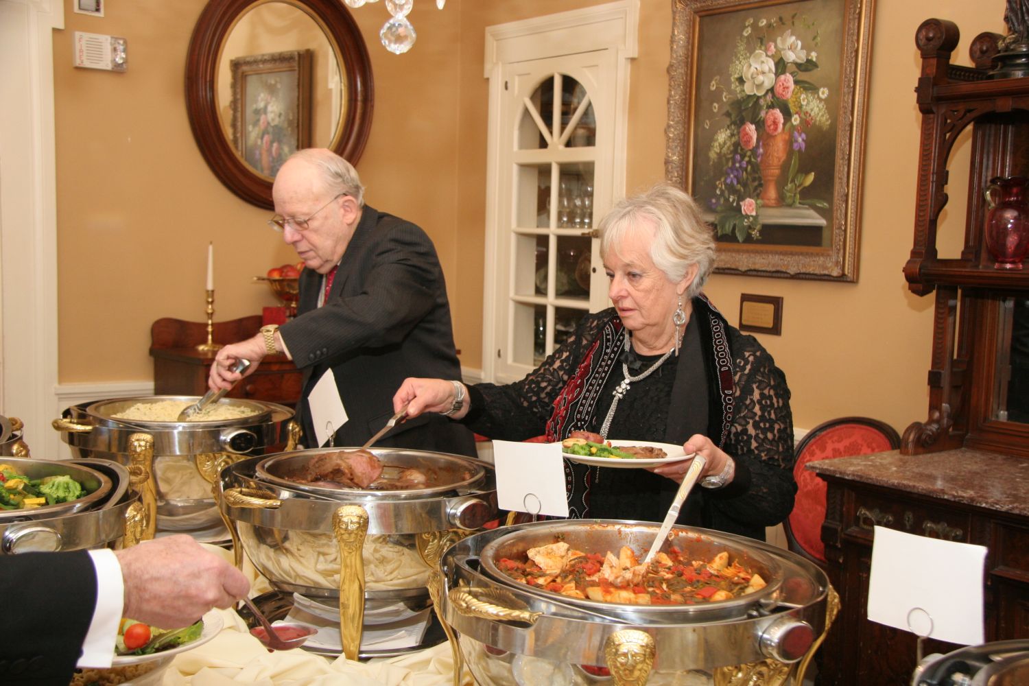 Steve and Esther sample the buffet