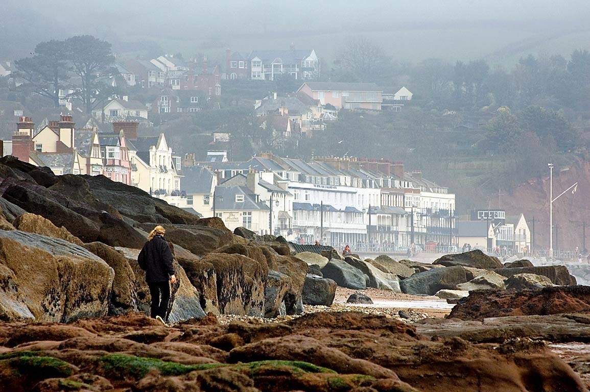 Rocks and town, Sidmouth