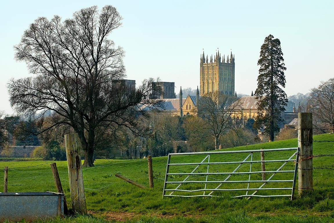 Gate and parkland, Wells Cathedral