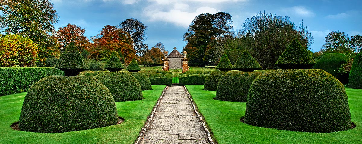 Topiary and dovecote, Lytes Cary