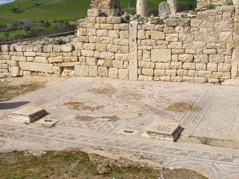Dougga - original mosaic floor, in situ