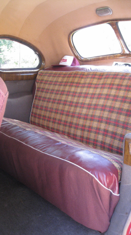 The upholstery is original, so we put vintage seat covers on it.