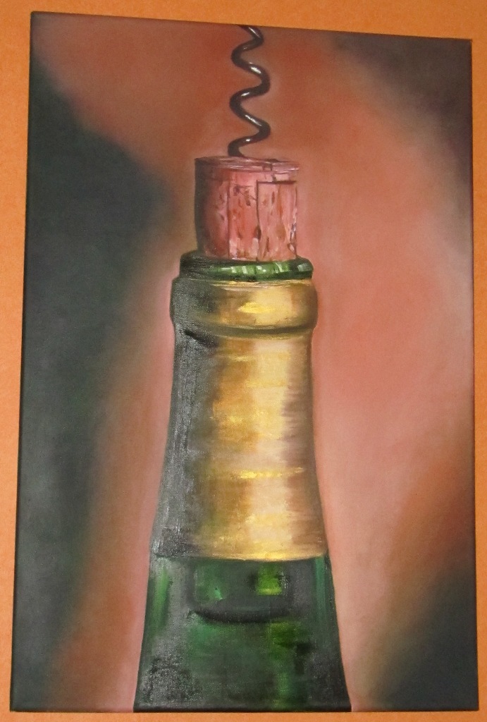 Vitt med kork (olja p duk 40x60)