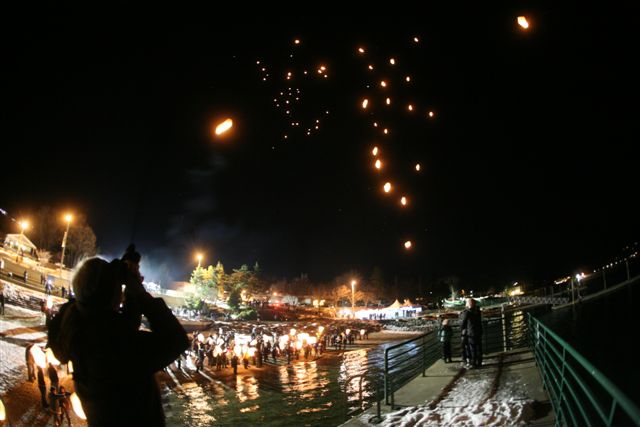 Chinese Lanterns Released Over Lake Chelan During  Fire And Ice Fest