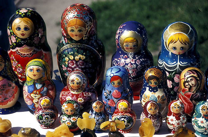 Russian nesting dolls for sale at Klaipeda