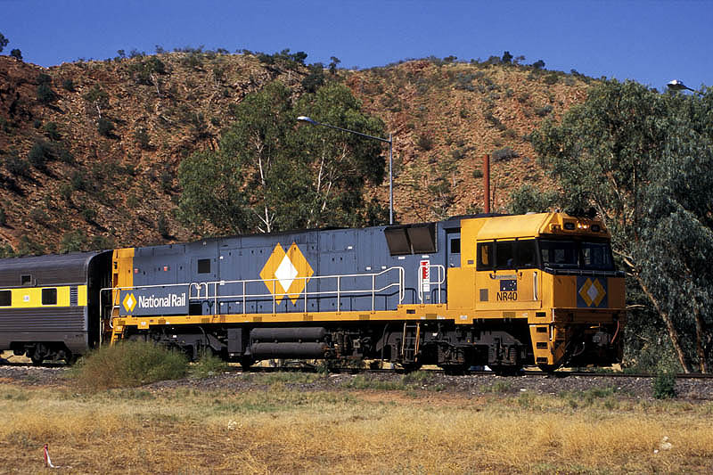 1998: The Ghan passes through Heavitree Gap, Alice Springs