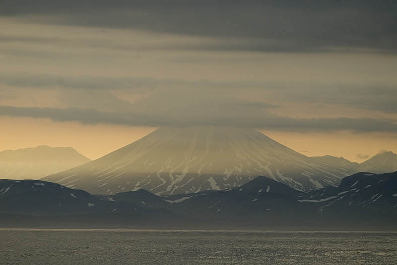 Dusk settles over the Kamchatkan coast