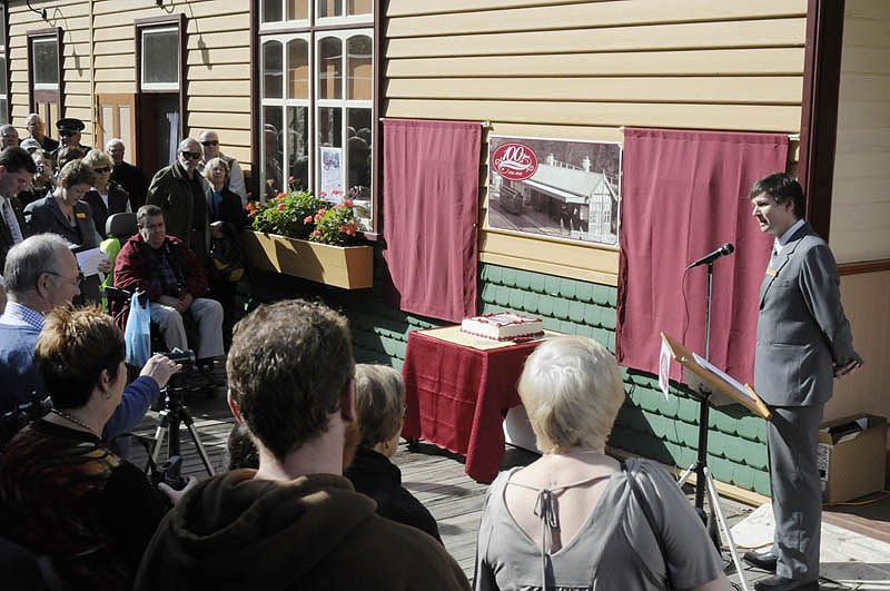 Michael Leaney addresses the railway centenary celebrations, May 2010