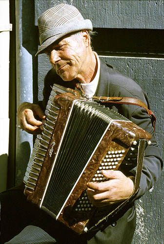 Busker playing the accordion