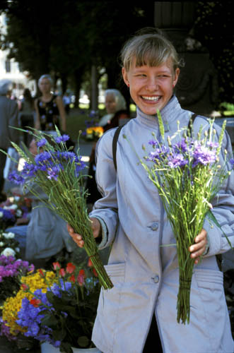 Selling flowers, Riga, Latvia