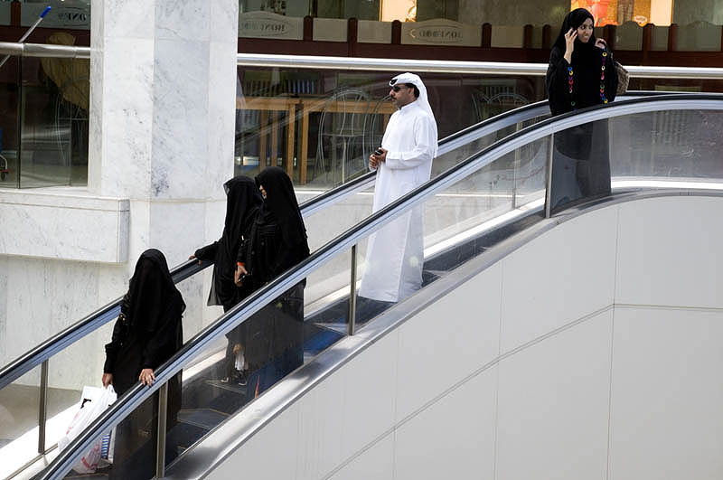 Shoppers at Madinat Zayed Mall