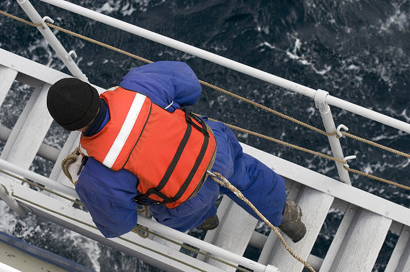 Ships crew preparing for zodiac landings