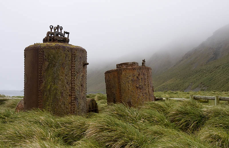 Relics of past exploitation: rusting digesters for seal and penguin oil