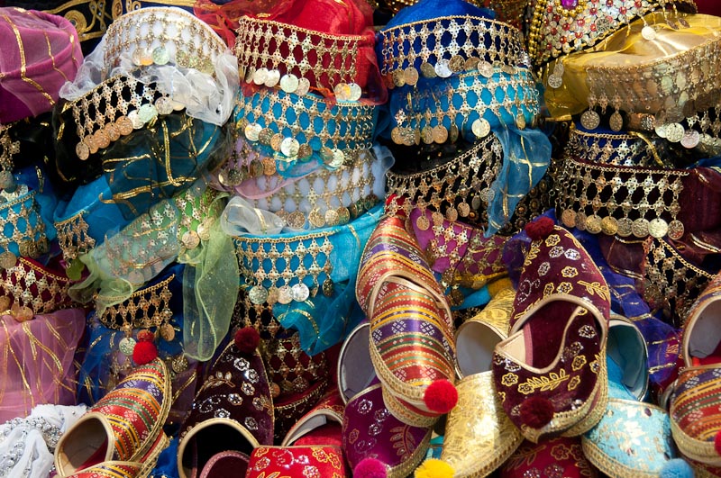 Caps and slippers for sale in the Grand Bazaar