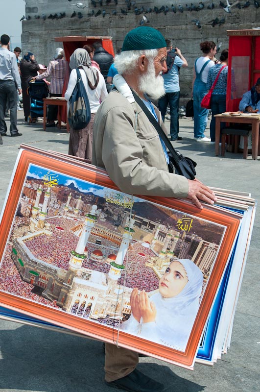 Selling inspirational art outside a mosque