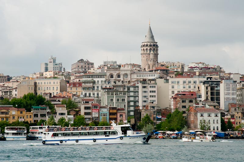 Ferries come and go below Galata...