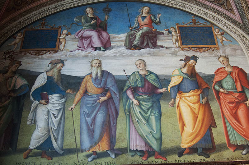 Frescoes inside the Nobile Collegio del Cambio