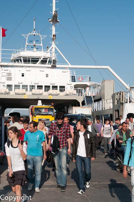 Disembarking from the Canakkale car ferry