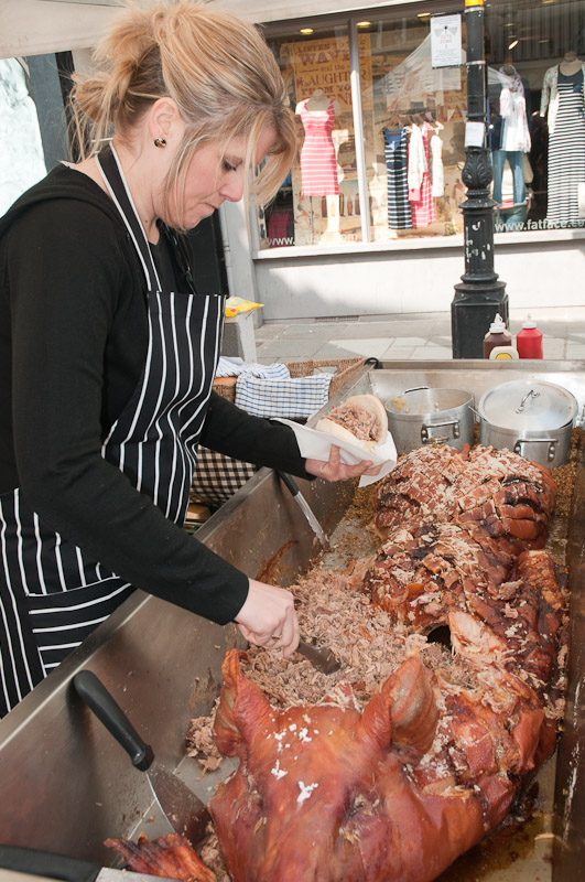 Serving up roast hog at Shrewsbury