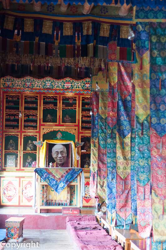 The Dalai Lama takes pride of place in a temple at the Diskit Gompa