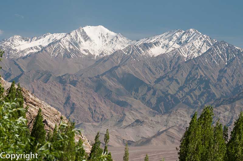 Mountain ranges overlook the town of Leh