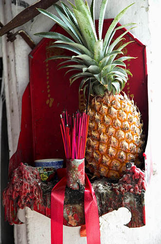 Offering at a domestic shrine, Phuket Town