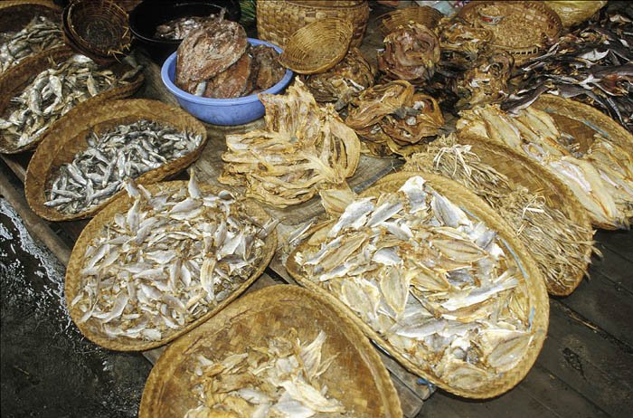 Dried fish in a rural market