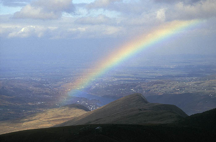 Rainbow over Llanberis, below Mt Snowdon