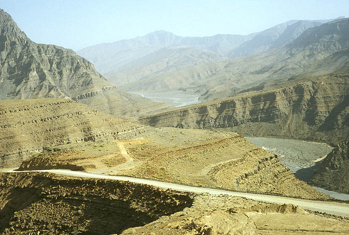 Looking down into the Wadi Bih, Musandam Peninsula