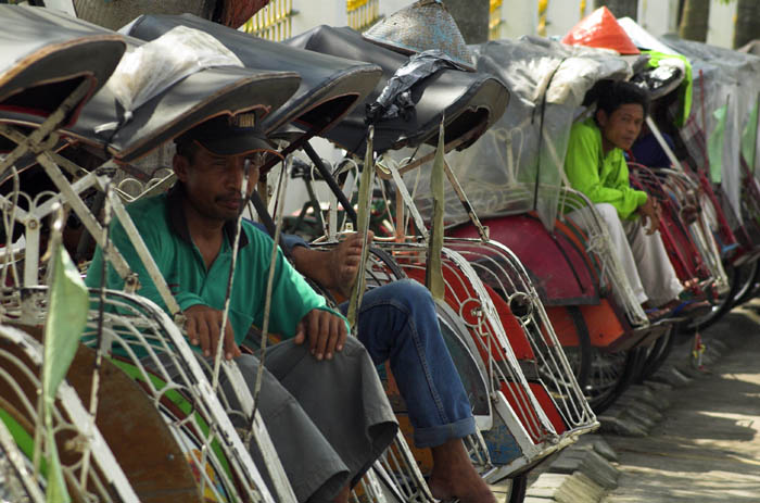 Indonesia: Yogyakarta becaks or trishaws