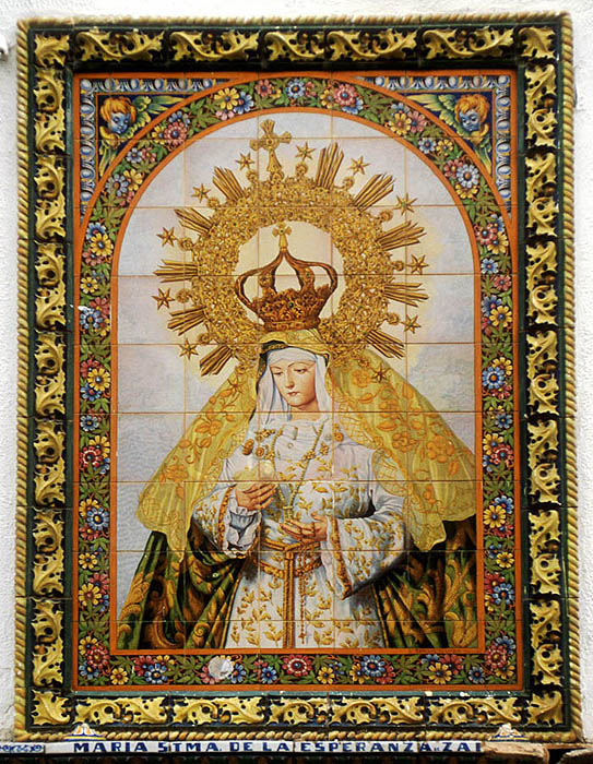 Image of the Virgin Mary in ceramic tiles, Zafra, Extremadura
