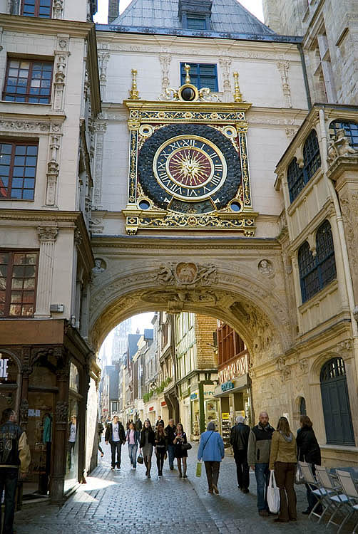 Medieval clock, Le Gros Horloge, in Rouen (Normandy)